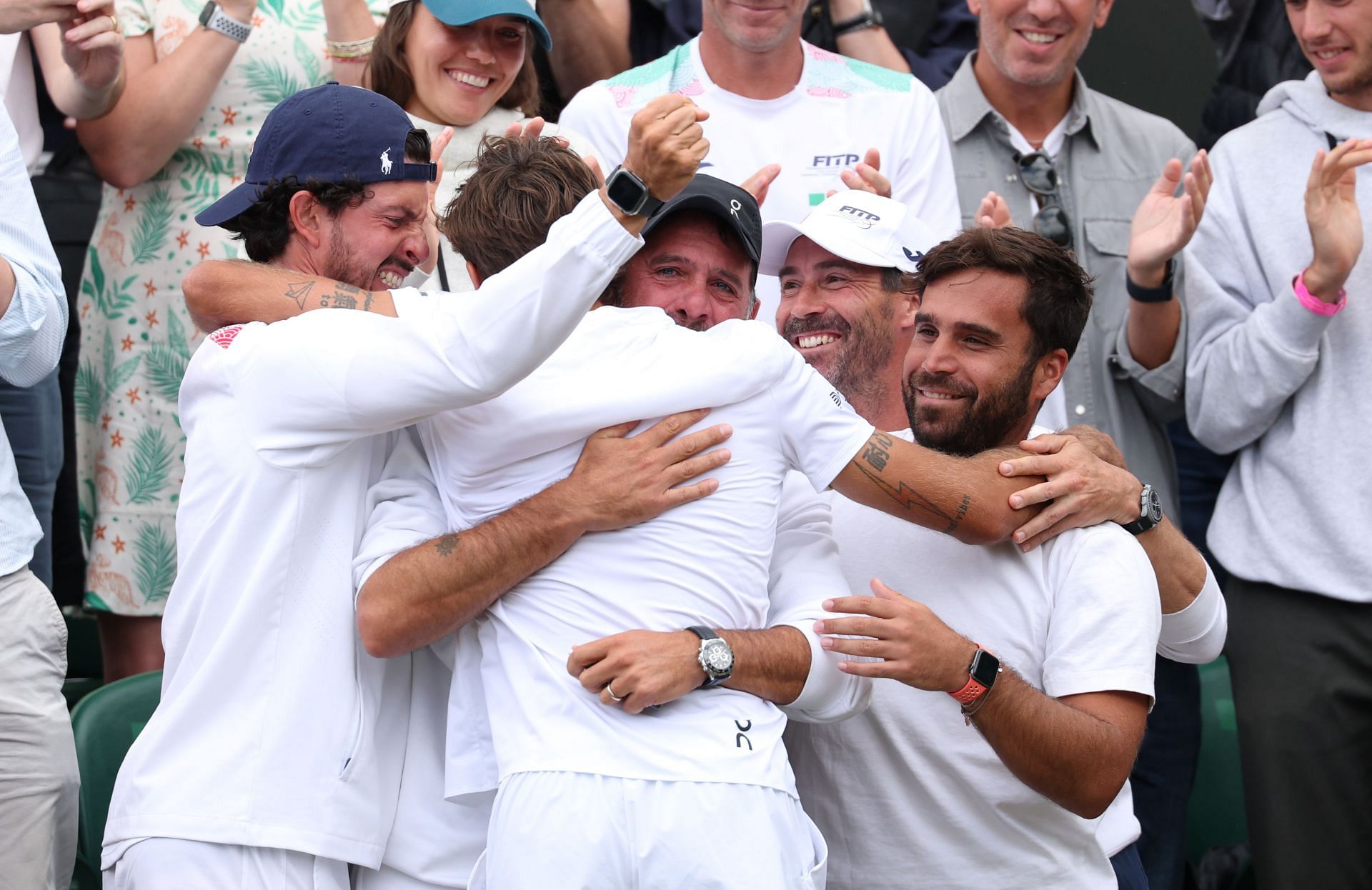 Flavio Cobolli with his team after 4R win at Wimbledon 2025 - Image Source: Getty
